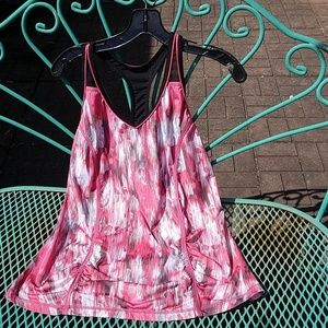 Zella abstract print racerback coral/gray tank